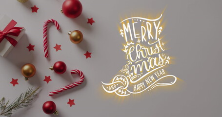 Image of christmas greetings text over christmas decorations © vectorfusionart