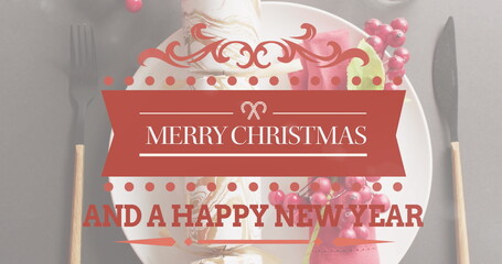Image of christmas greetings text over christmas decorations © vectorfusionart