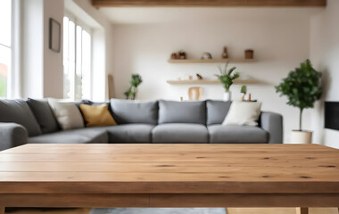 modern living room with sofa and wood table 