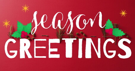 Image of christmas greetings text over christmas decorations © vectorfusionart