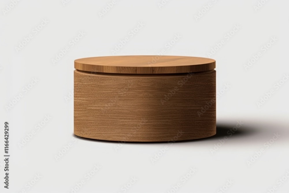 Poster wooden circular podium with smooth surface and neat design ideal for displaying products or decorati