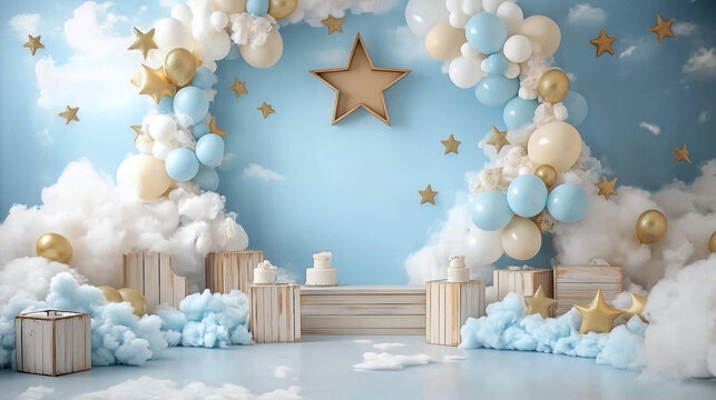  Dreamy Pastel Balloon Arch and Cake Smash Setup - Perfect for First Birthday Parties.