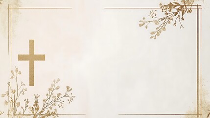 Gold Cross Floral Frame Elegant Memorial Design