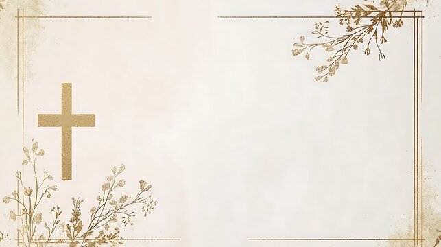 Gold Cross Floral Frame Elegant Memorial Design
