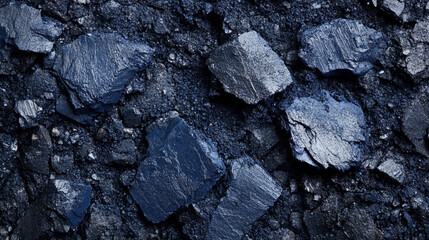 dark blue fractured rock texture with indigo stone fragments and crushed shale creating a rough geological backdrop