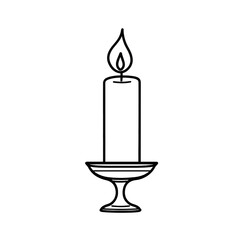 Fototapeta premium Candle Line Art isolated transparent background