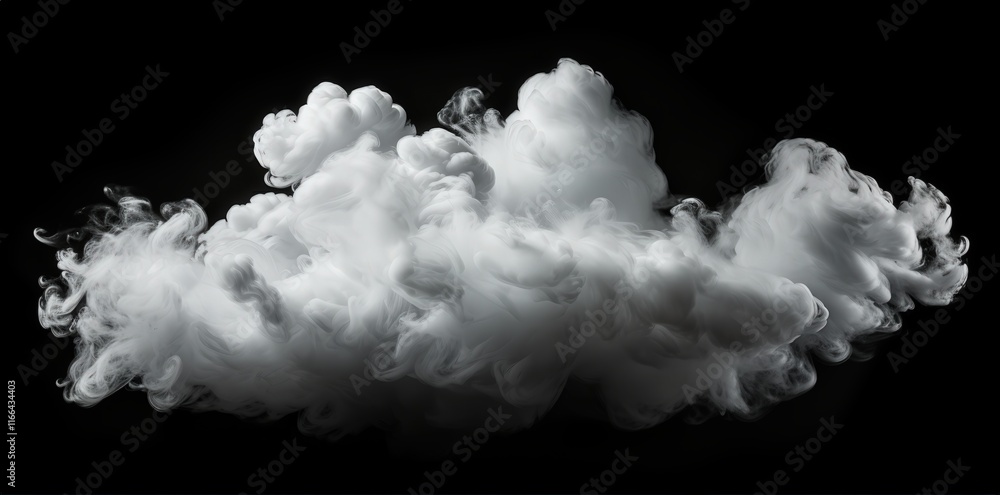 Poster ethereal white clouds on a dark black background with soft swirling patterns captured in gigapixel c