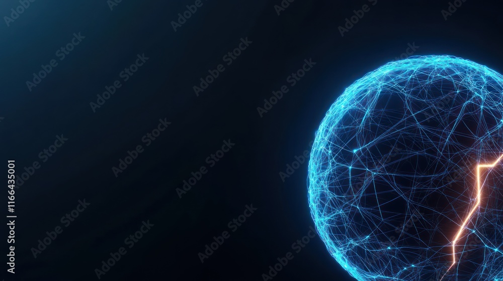 Poster abstract representation of a digital network sphere.