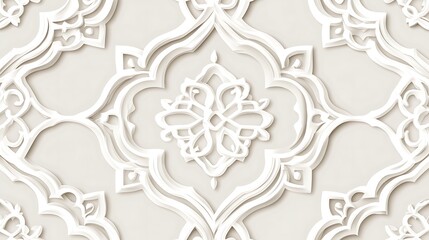 Elegant White Intricate Three Dimensional Floral Pattern Design