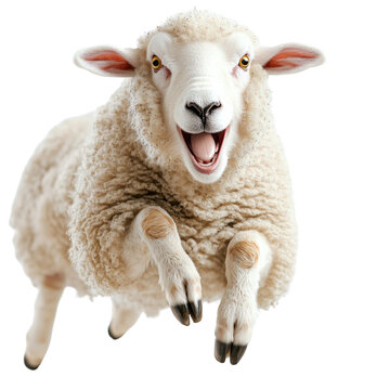 Playful jumping sheep in nature action-packed animal scene vibrant environment engaging viewpoint