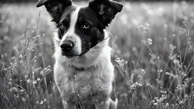 black white dogthemed video offering simple charming design anyone who loves color animals in 4k