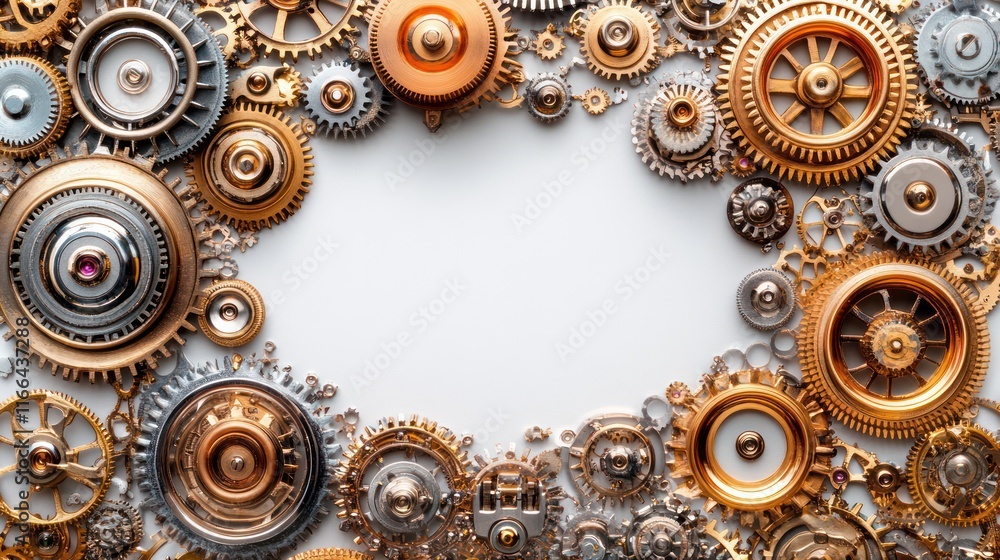 Poster intricate clockwork mechanism: gears, cogs, and precision engineering