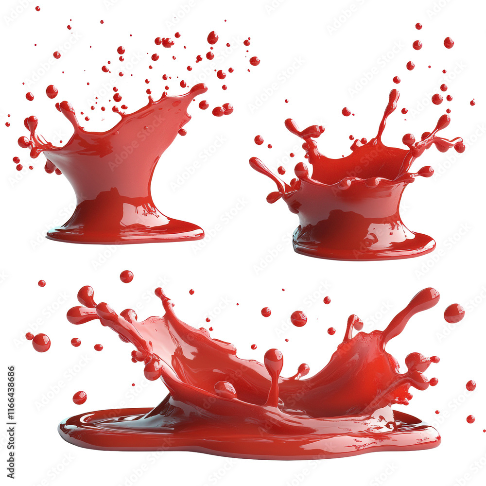 Poster dynamic red liquid splash action studio setting high-quality image creative background close-up view