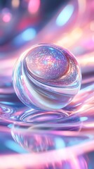 Futuristic Glass Orb with Bright Colors and Abstract Reflections