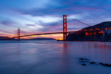 Sunset Behind Golden Gate Bridge