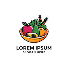 Healthy Food Logo Design  Colorful Vector Logo for Restaurants, Cafes, and Organic Food Brands
