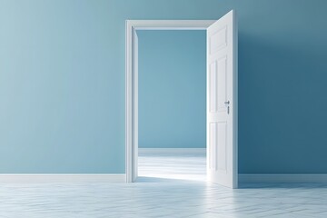 Open door with bright light, opportunity and new beginnings concept