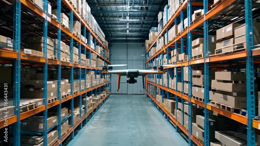 Poster drone revolutionizing warehouse automation exploring modern logistics with efficient technology for 