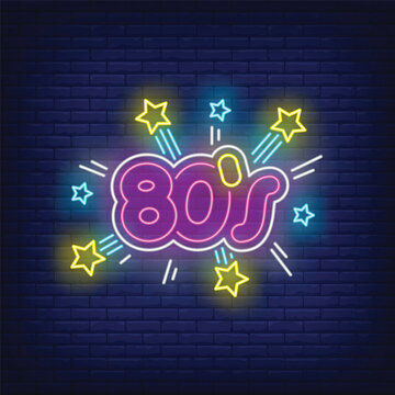 Bright eighties neon lettering