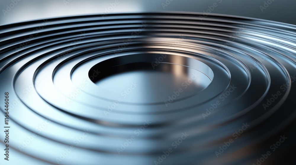 Poster abstract metallic concentric circles: a study in texture and light