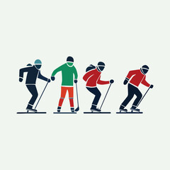 Fototapeta premium winter sports vector line art illustration