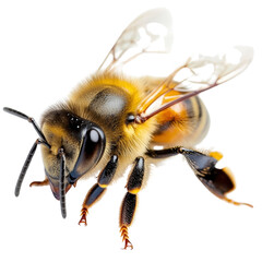 Pollinating honey bee in action natural habitat macro photography close-up buzzing life cycle