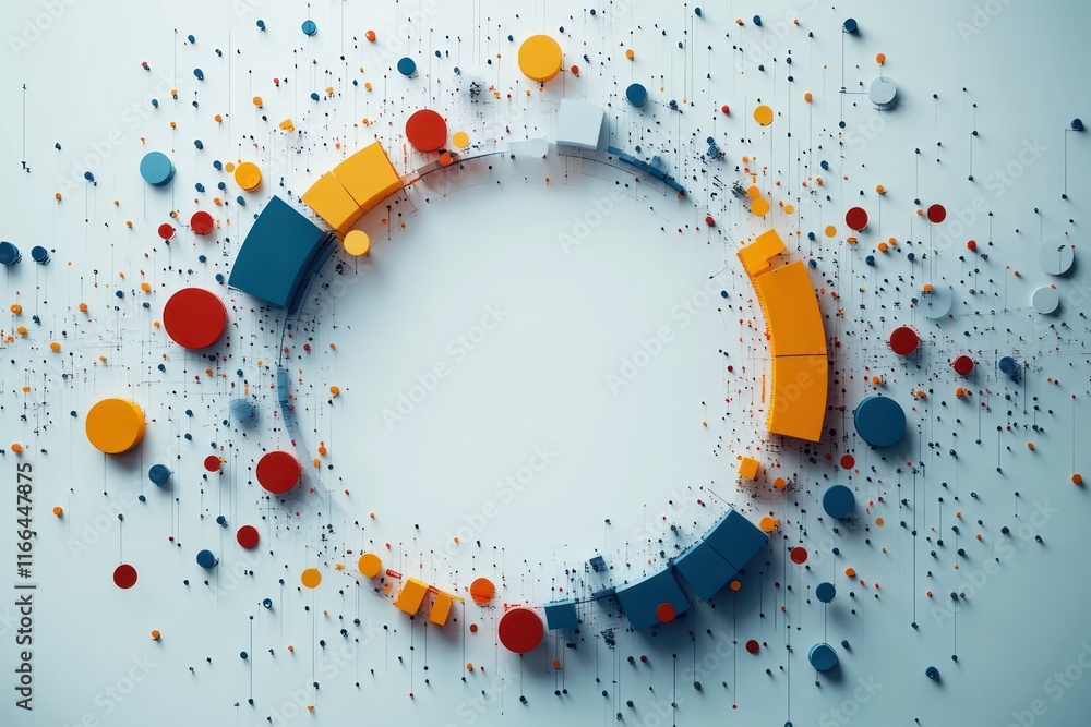 Aufkleber abstract 3d circular data visualization: colorful geometric shapes and lines