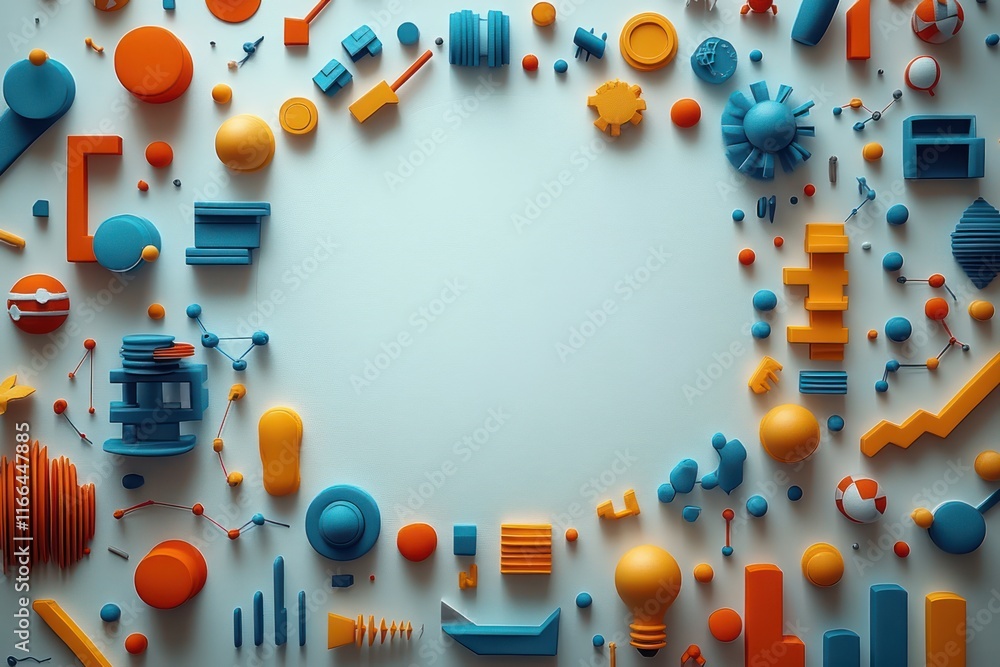 Poster abstract 3d shapes: a vibrant explosion of color and form.