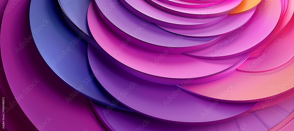 Poster a creative abstract background with smooth purple geometric circular shapes and dynamic patterns