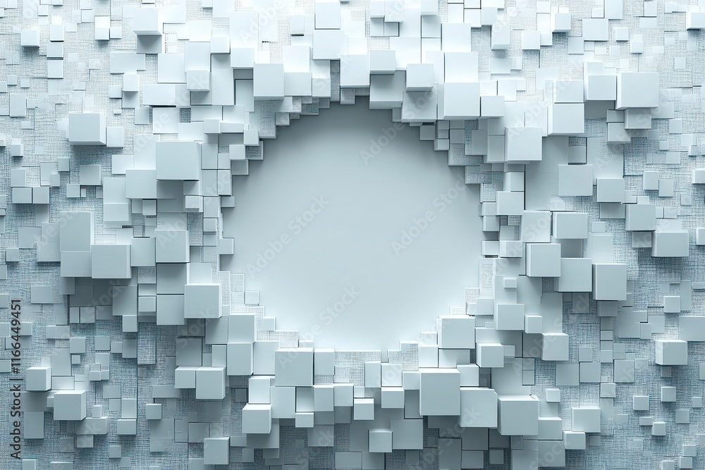 Aufkleber abstract 3d cube composition: a circular void in a sea of cubes