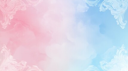Pastel Watercolor Background with Ornate Floral Designs