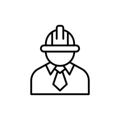 Construction worker outline icons, minimalist vector illustration ,simple transparent graphic element .Isolated on white background