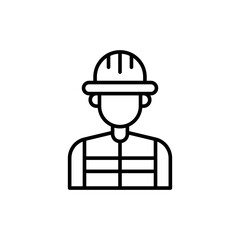 Construction worker outline icons, minimalist vector illustration ,simple transparent graphic element .Isolated on white background