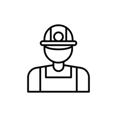 Construction worker outline icons, minimalist vector illustration ,simple transparent graphic element .Isolated on white background