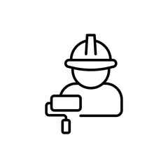 Construction worker outline icons, minimalist vector illustration ,simple transparent graphic element .Isolated on white background