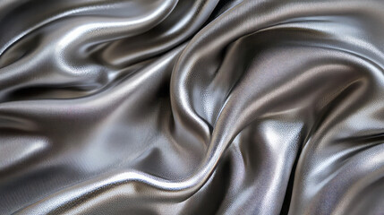 Obraz premium elegant textured silver satin fabric: high-gloss metallic textile with shimmering folds, ideal for premium luxury design backgrounds