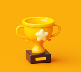 Yellow Trophy with Star 3d illustration background