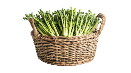 Basket full of green vegetable transparent background