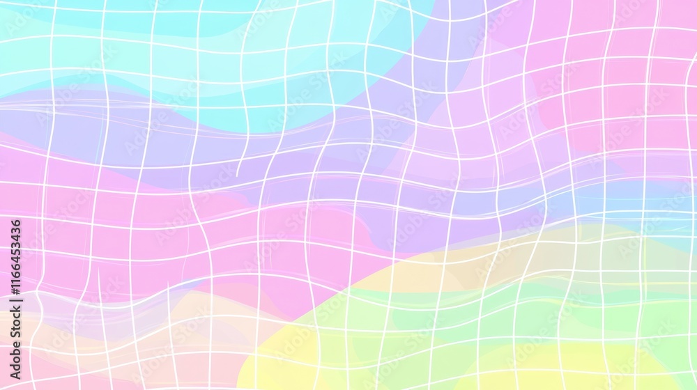 Poster pastel grid wave abstract background design