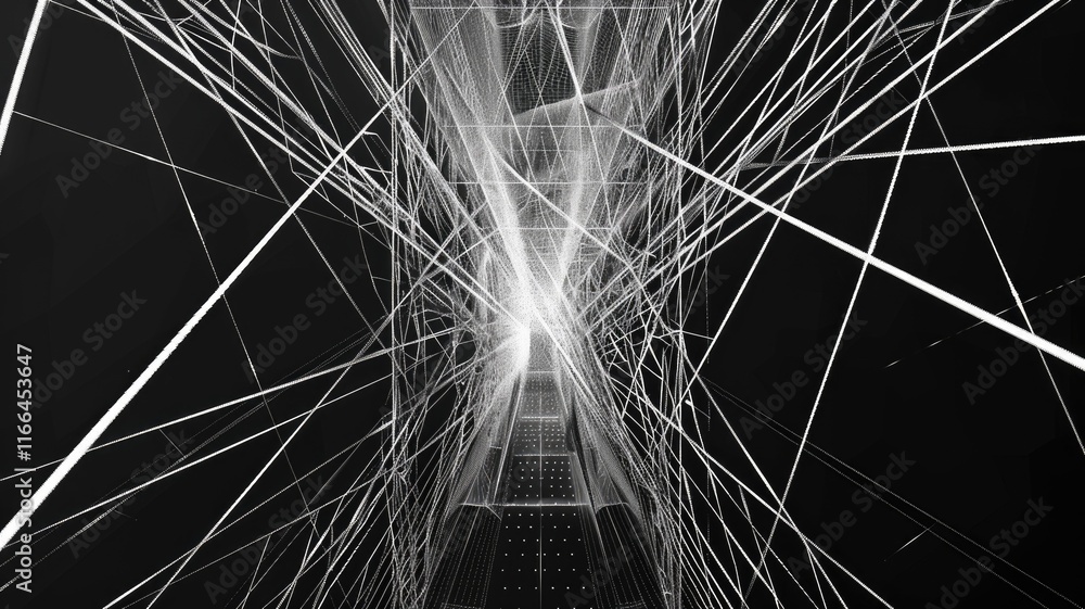 Poster this abstract image showcases a thin, angled architectural structure with geometric lines and a dram