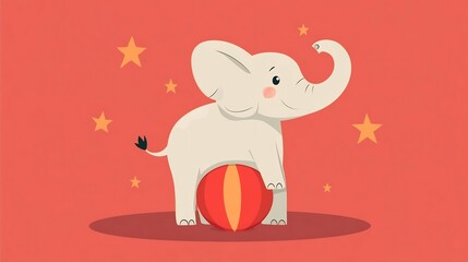 Fototapeta premium Playful Elephant Balancing on Ball in Circus Themed