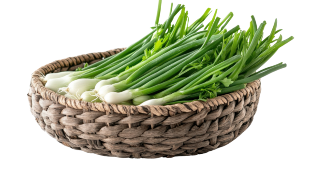 Basket full of green vegetable transparent background