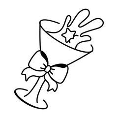 A doodle style icon of wine glass 

