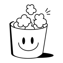 Popcorn bucket icon in hand drawn style 
