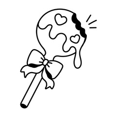 Sweet cake pop icon in doodle style 

