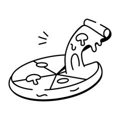 Pizza icon in hand drawn style 
