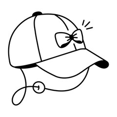 Bow cap icon in hand drawn style 
