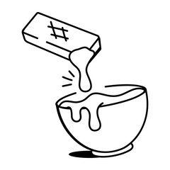 Waffle dip icon in hand drawn style 
