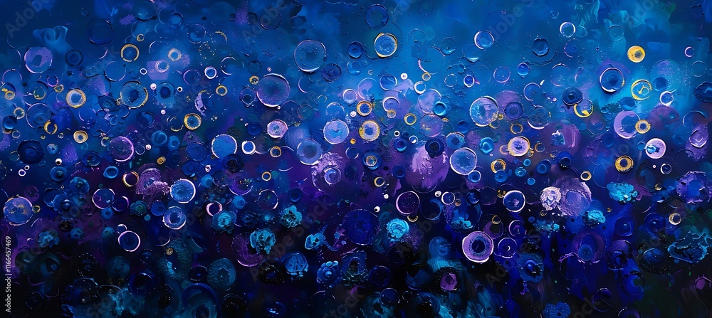 Poster geometric background with purple and blue circular patterns creating a vibrant and creative abstract