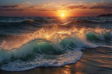 Fototapeta premium sunset on the sea,sunset on the beach,sunset over the sea
